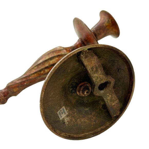 Set of Two Twisted Rust Metal Industrial Iron Candle Wall Sconces - Picture 7 of 7